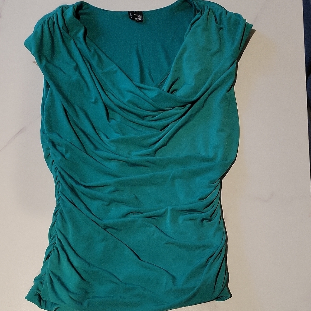 Teal Sleeveless Drape Top